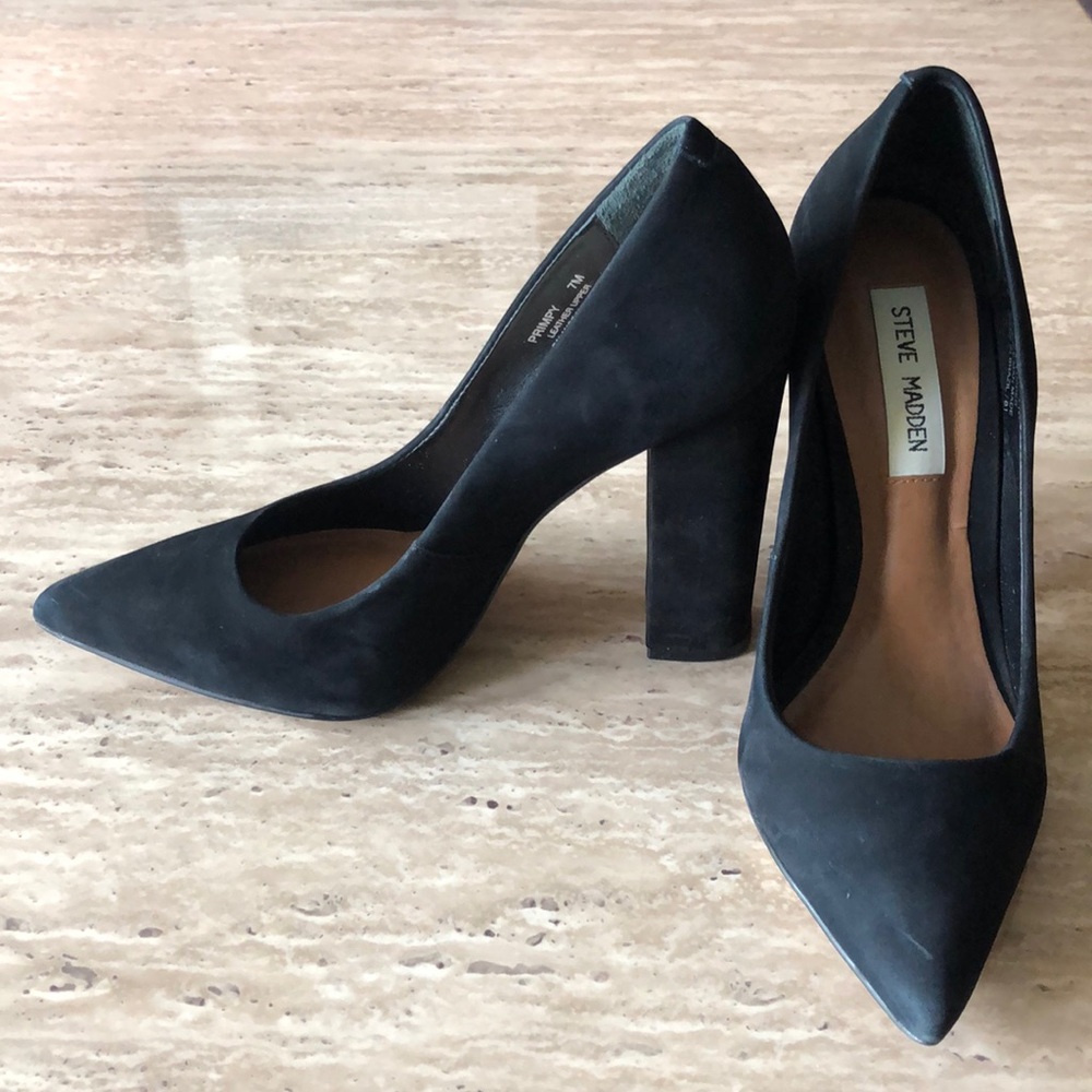 Steve Madden “Primpy” Pointed Toe Black Block Pump